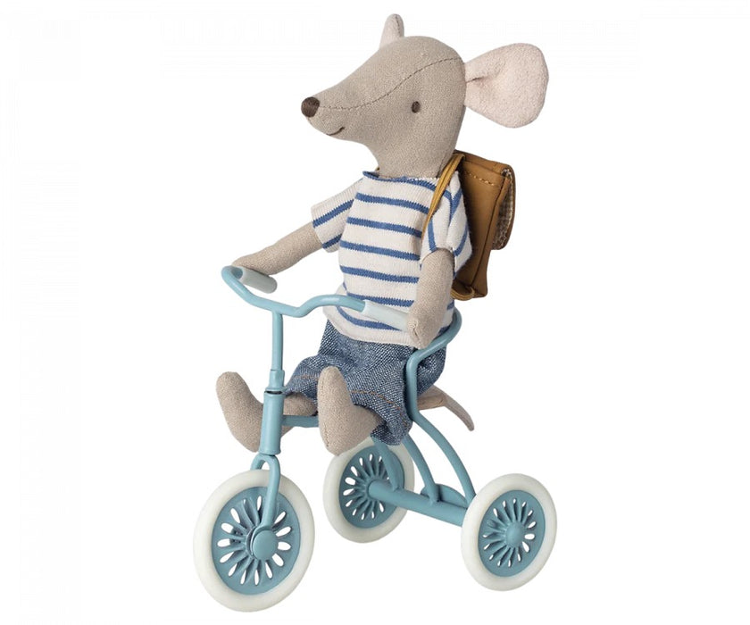 Tricycle Mouse Big Brother w/ Magnetic hands - Blue - Maileg Mice