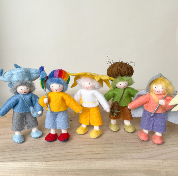 Fairy Children - Miniature Bendable Felt Waldorf Dolls