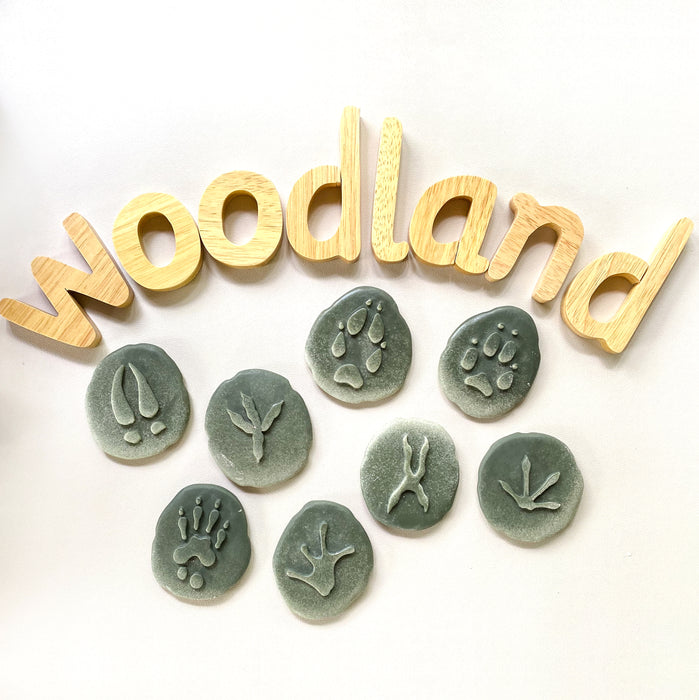 Woodland Footprints Pebbles - Outdoor or Indoor Stamping and rubbing stones