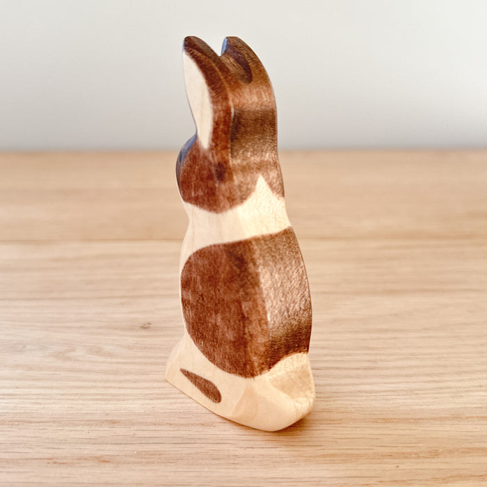 Rabbit with Ears Up  - Hand Painted Wooden Animal - HolzWald