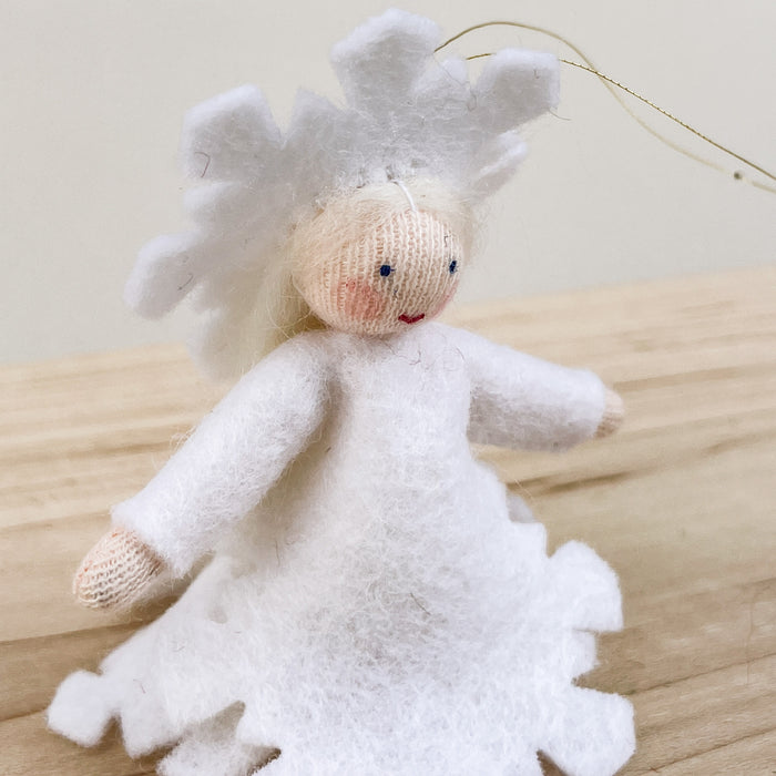 Winter Fairy - Snowflake Princess - Miniature Hanging felt doll - Ambrosius Flower Fairies