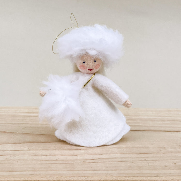 Winter Fairy - Snow Princess - Miniature Hanging felt doll - Ambrosius Flower Fairies