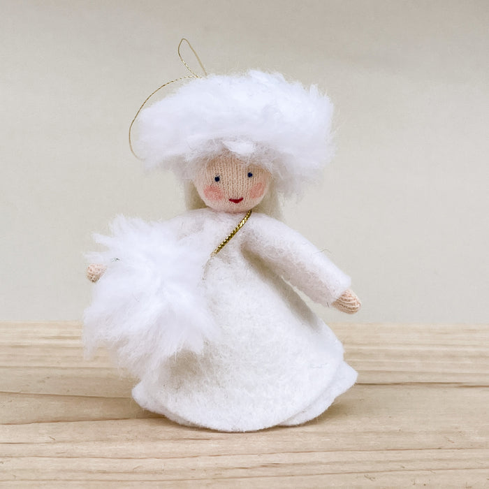 Winter Fairy - Snow Princess - Miniature Hanging felt doll - Ambrosius Flower Fairies