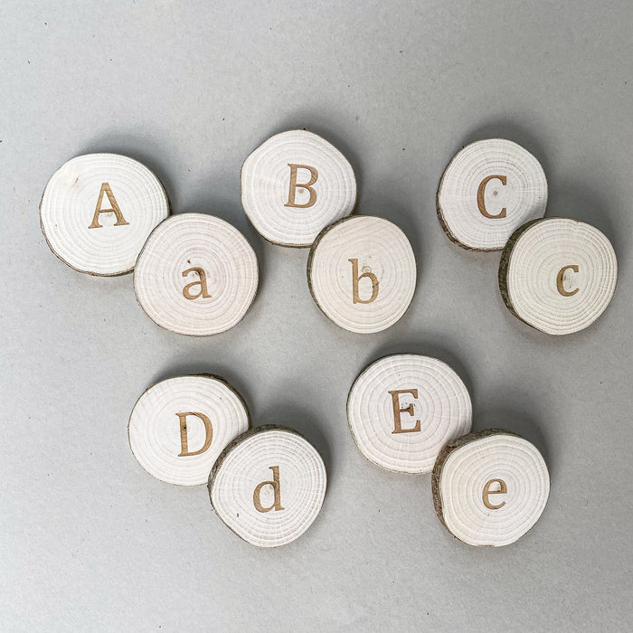 Alphabet Wood Slices - Uppercase & Lowercase (double sided)