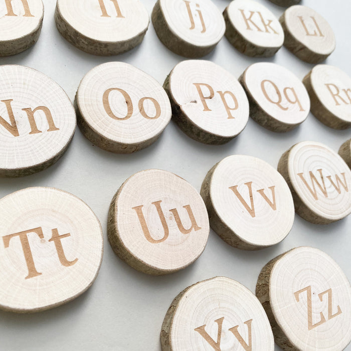 Alphabet Wood Slices - Uppercase & Lowercase (on the same side)
