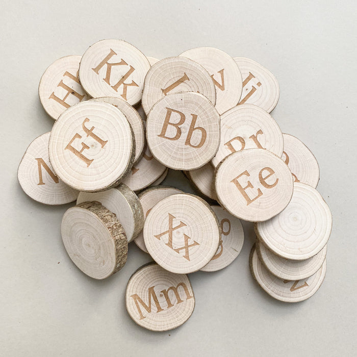 Alphabet Wood Slices - Uppercase & Lowercase (on the same side)
