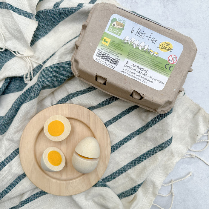 Wooden Eggs to Cut - Play Foods - Erzi