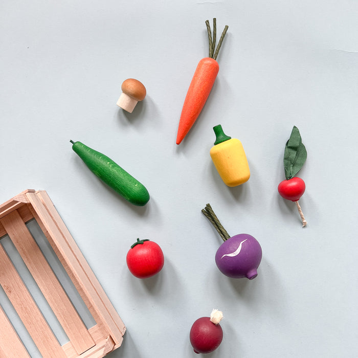Wooden Vegetables in a Crate - Play Foods - Erzi