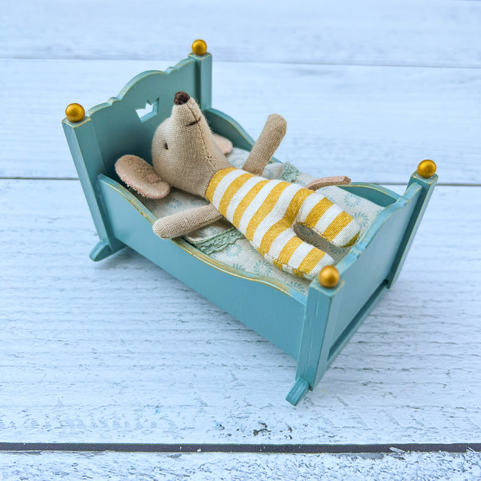 Wooden Baby Mouse Cradle - Maileg - Blue