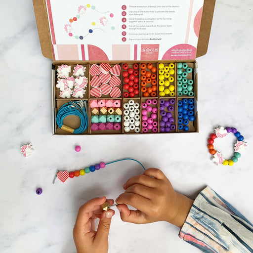 You and Me Bracelet Gift Set - Bracelet Making Kit - Wooden Beads - Kids  Beading Craft Kit