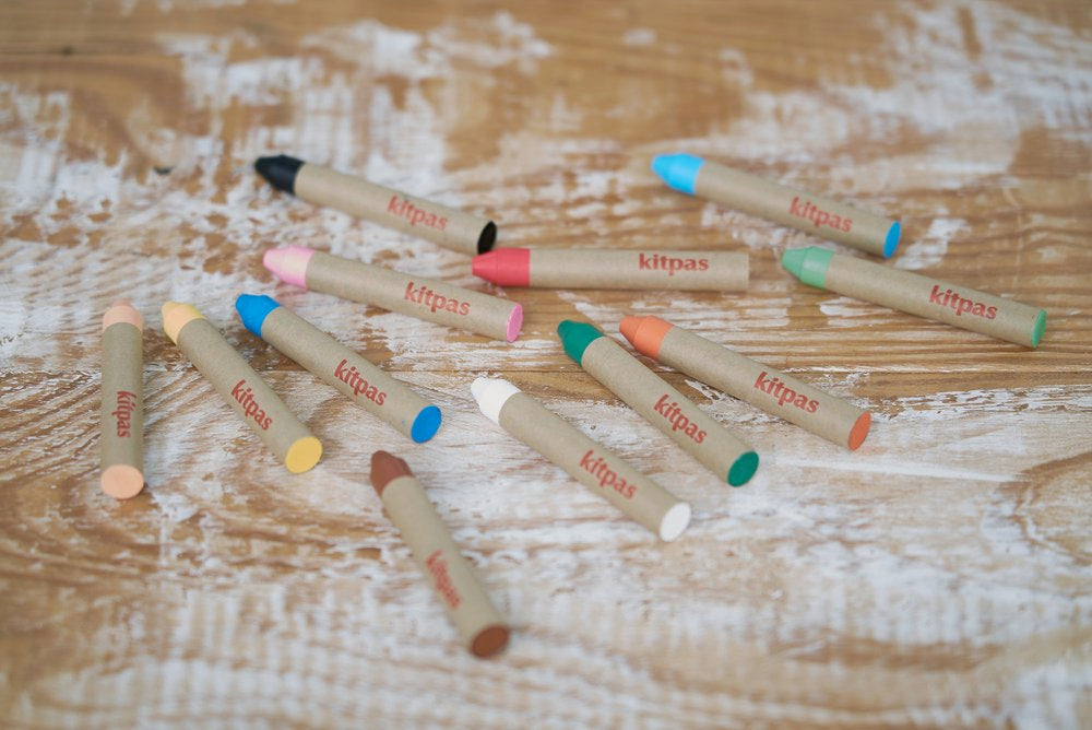 Kitpas Medium Stick Water Color Crayons - Rice Bran Wax - 12 colors