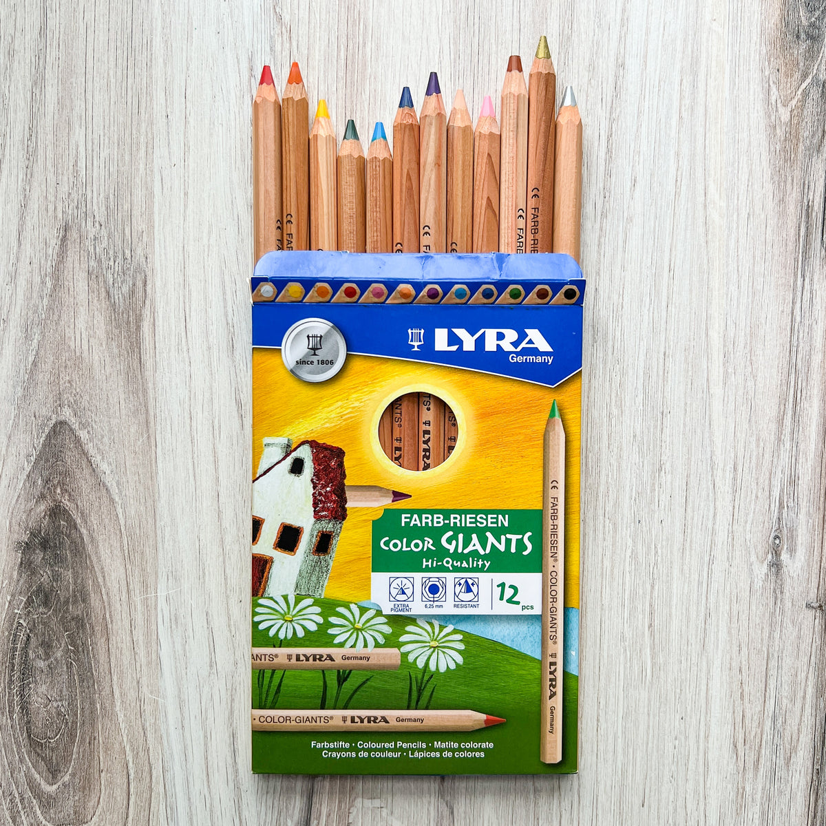 LYRA Lyra Color-Giants Colored Pencils, Unlacquered, 6.25