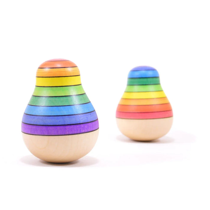 Rainbow Tumble Pear - Wooden Weeble Wobble - Mader