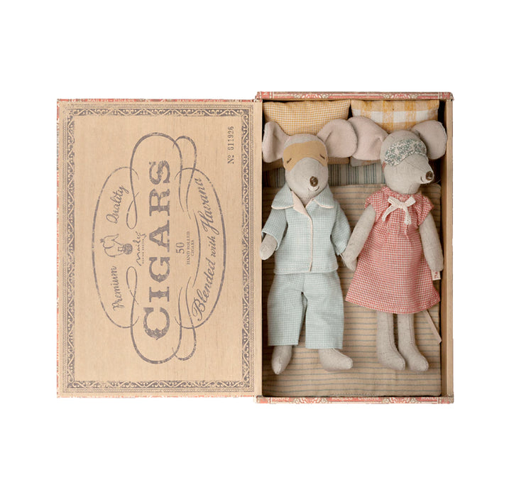 Mom & Dad Mouse in a Cigar box