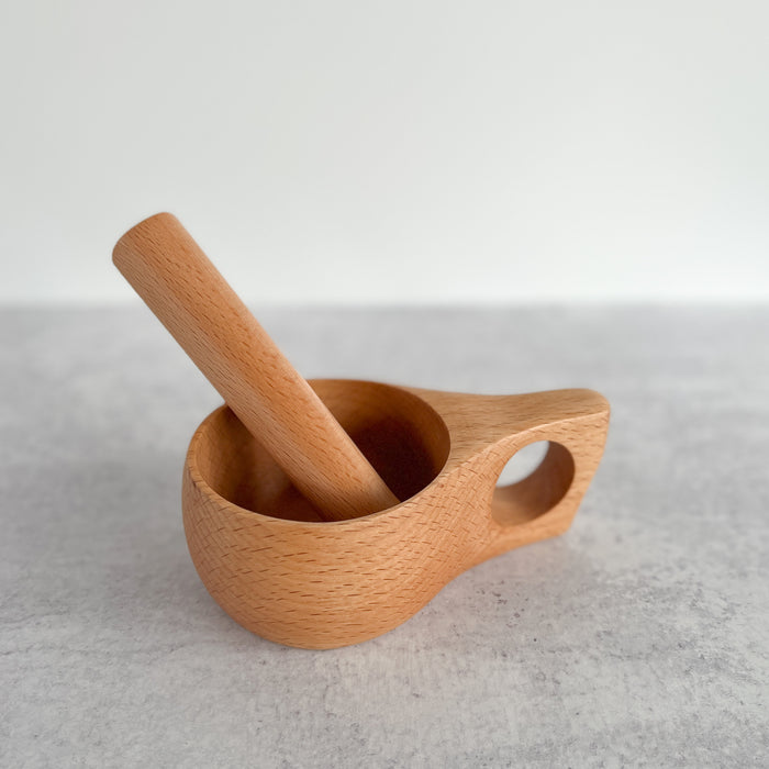 Wooden Mortar and Pestle for Sensory or Kitchen play - Natural Playbox