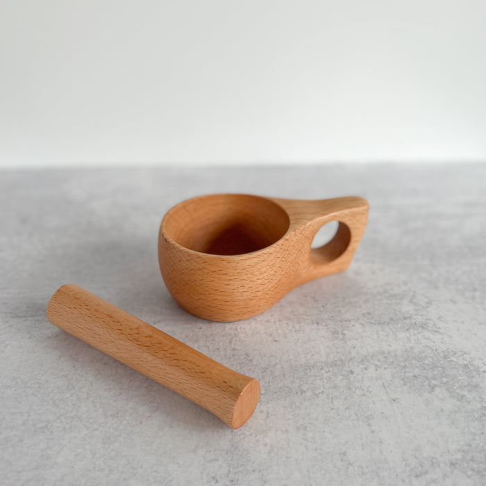 Wooden Mortar and Pestle for Sensory or Kitchen play - Natural Playbox