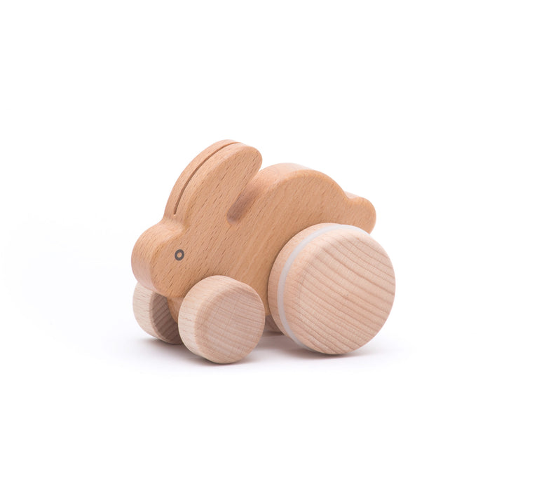 Small Hopping Rabbit - Natural - Wooden Push Toy - Bajo