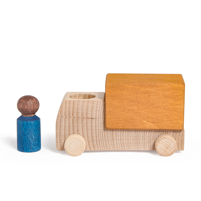 Ochre Truck Toy Car with Peg Person - Lubulona