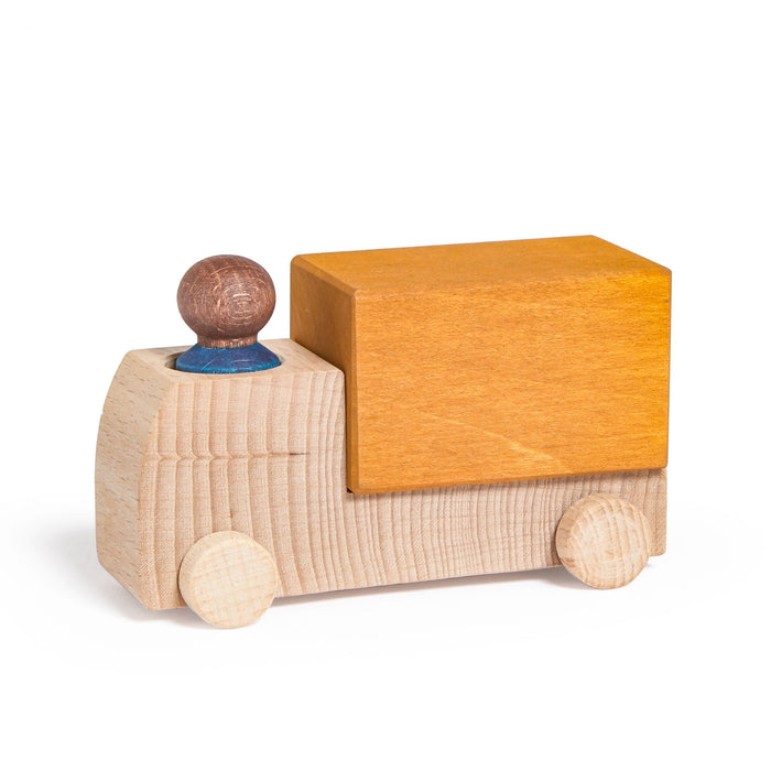 Ochre Truck Toy Car with Peg Person - Lubulona