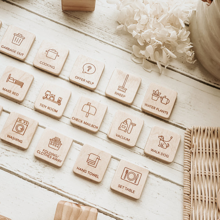 Family & Friends Set - For Little Agenda and Routine Helper - Wooden Magnetic Tiles - Second Scout