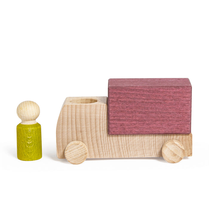 Plum Truck Toy Car with Peg Person - Lubulona