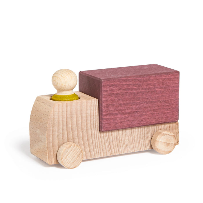 Plum Truck Toy Car with Peg Person - Lubulona