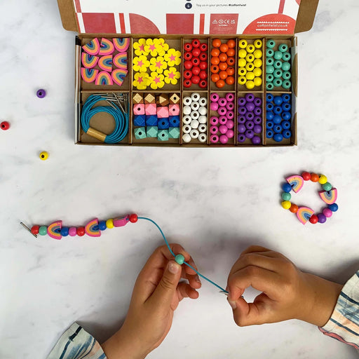 Woodland - Bracelet Making Kit - Wooden Beads - Kids Beading Craft