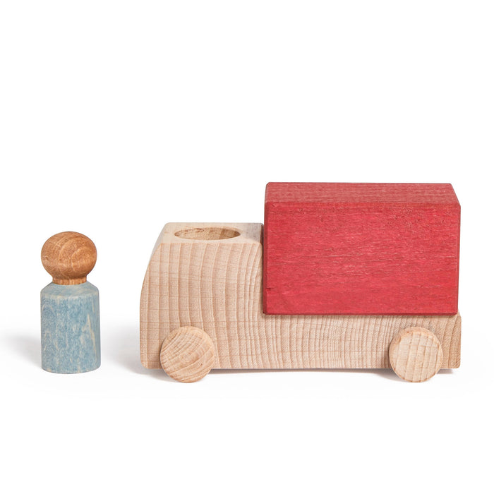 Red Truck Toy Car with Peg Person - Lubulona