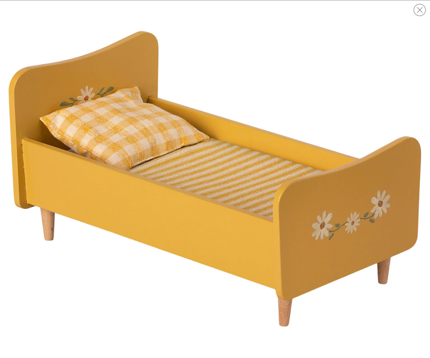 Teddy Wooen Bed - Miniature Bed (Blue, Yellow, Pink)