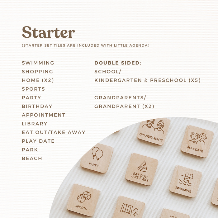 Starter Set - For Little Agenda and Routine Helper - Wooden Magnetic Tiles - Second Scout