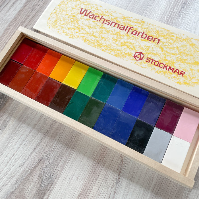 Stockmar Bees Wax Crayons in a Wood Box - Block Crayons - 24 Colors