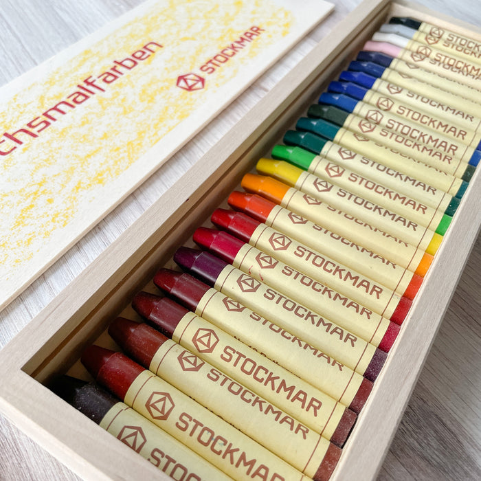 Stockmar Bees Wax Crayons in a Wood Box- Stick Crayons - 24 Colors