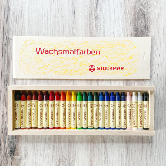 Stockmar Bees Wax Crayons in a Wood Box- Stick Crayons - 24 Colors
