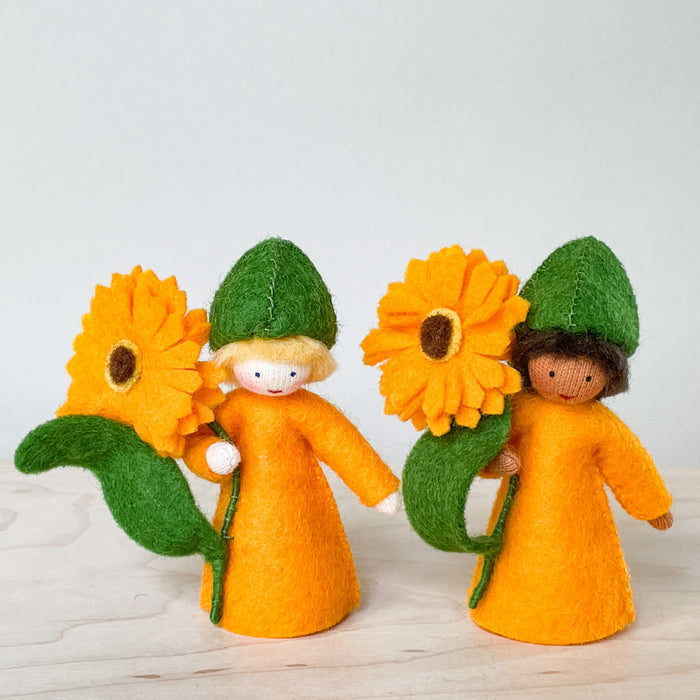 Summer Flower Fairy - Orange Calendula Prince - Holding a Flower