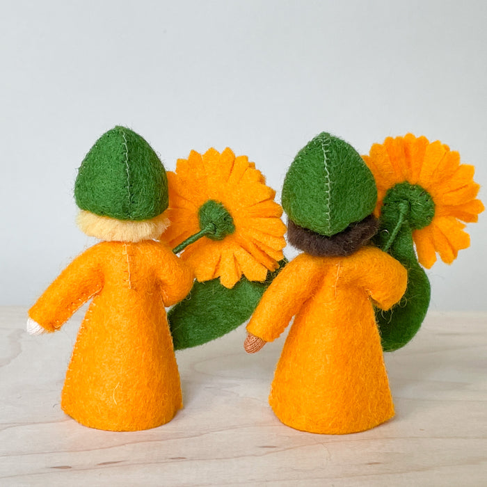 Summer Flower Fairy - Orange Calendula Prince - Holding a Flower