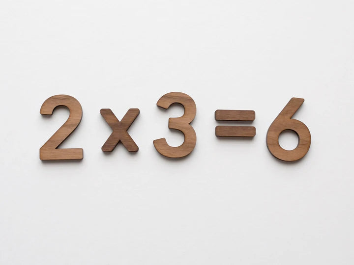 Wooden Number Set • Numerals & Math Equation Signs, Walnut - Gladfolk