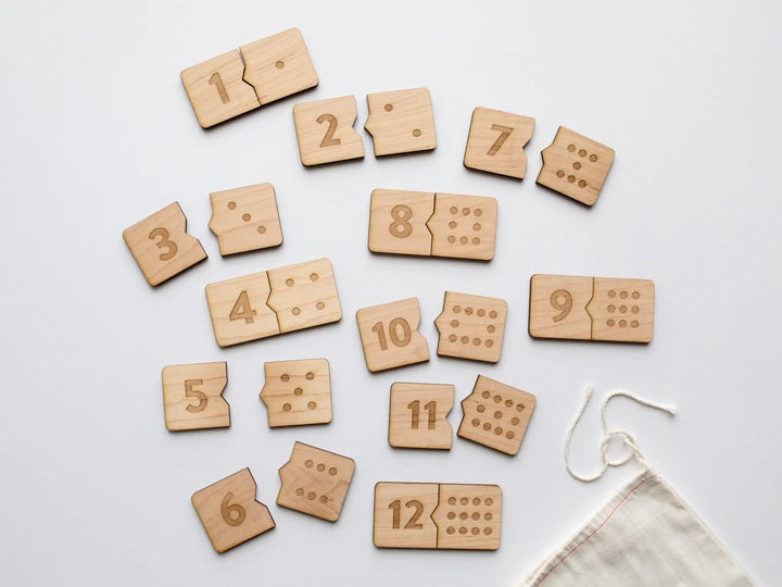 Wooden Number Match Puzzle • Modern Domino Style Kids Game - Gladfolk
