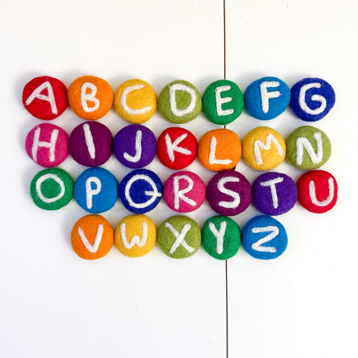 Uppercase Coins - Alphabet Felted Coins - Rainbow Brights