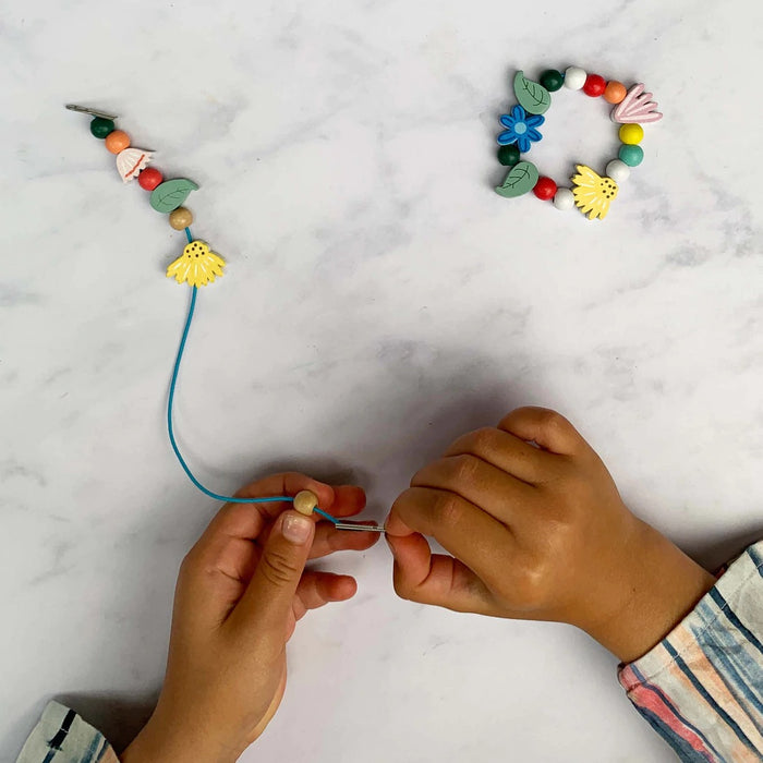 Seaside & Shells- Bracelet Making Kit - Wooden Beads - Kids Beading Craft  Kit