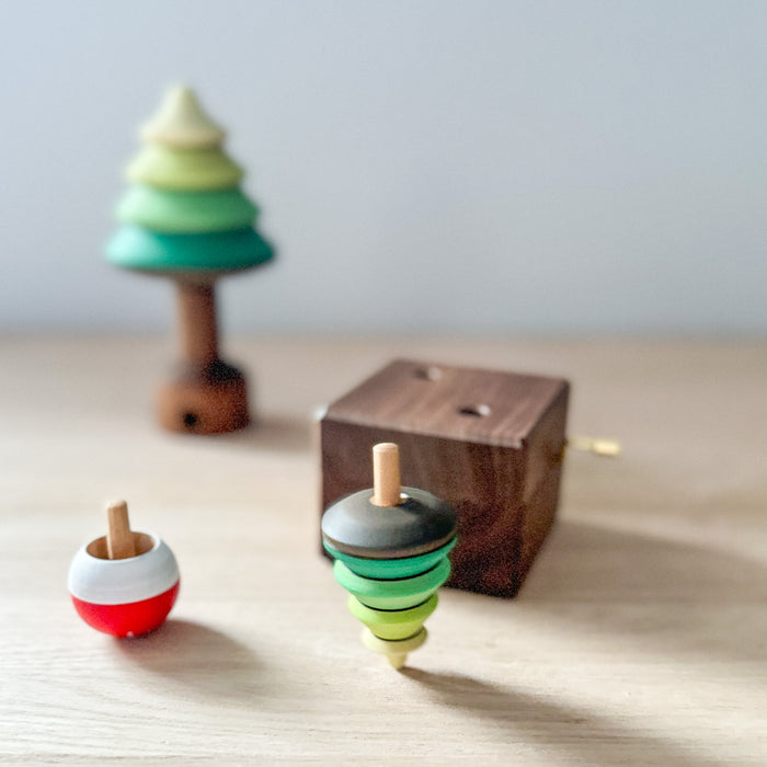 Wooden Forest Music Box - Spinning Tops with Stand - Mader