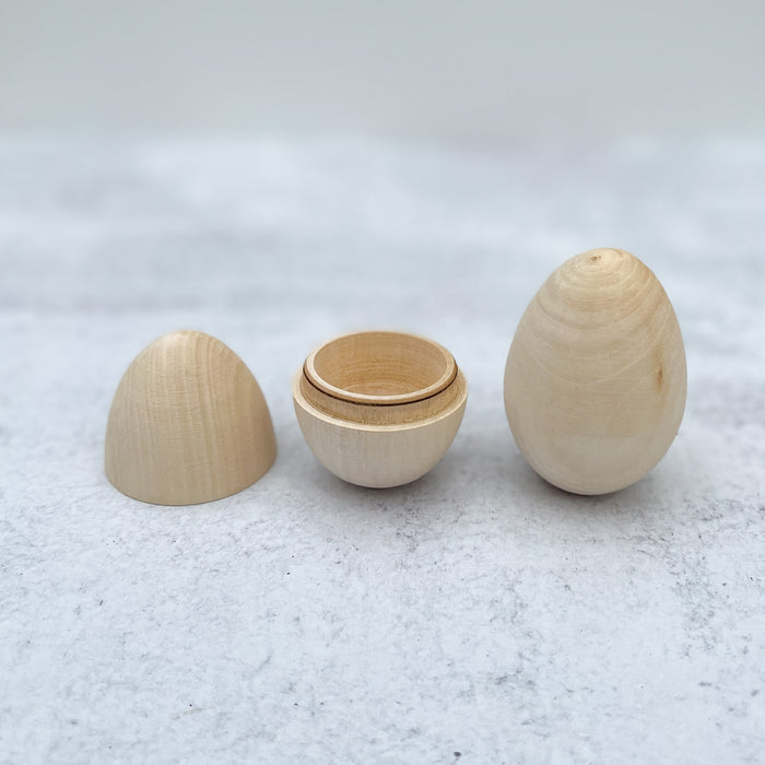 Hollow Wooden Egg - Wooden Fillable Eggs - Craft Eggs