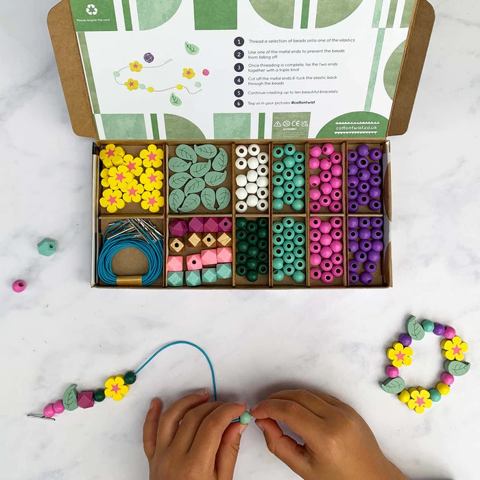 Woodland Bracelet Making Kit Wooden Beads Kids Beading Craft