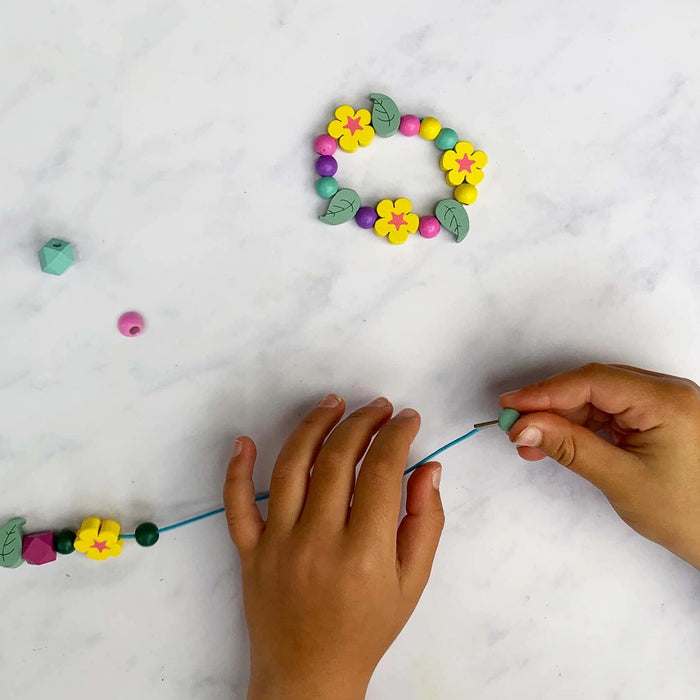 Woodland - Bracelet Making Kit - Wooden Beads - Kids Beading Craft Kit