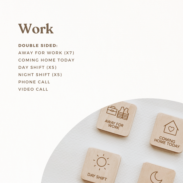 Work Set - For Little Agenda and Routine Helper - Wooden Magnetic Tiles - Second Scout
