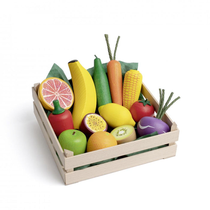 XL Wooden Fruit & Vegetable in a Crate - Play Foods - Erzi