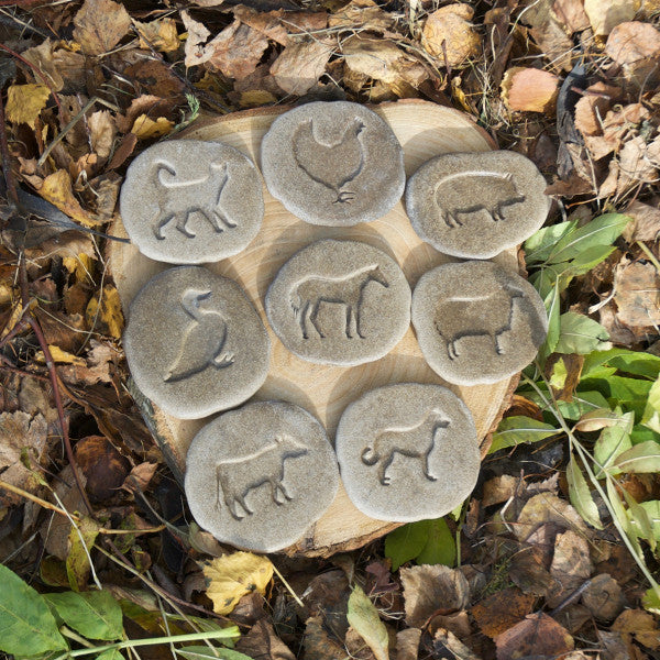 Farm Animals Footprint Pebbles - Outdoor or Indoor Stamping and rubbing stones