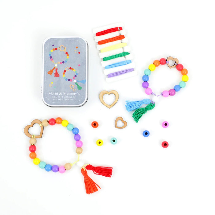 You and Me Bracelet Gift Set - Bracelet Making Kit - Wooden Beads - Kids  Beading Craft Kit