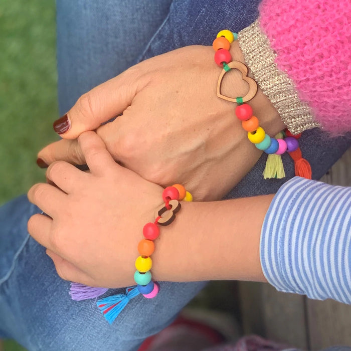 "You and Me" Bracelet Gift Set - Bracelet Making Kit - Wooden Beads - Kids Beading Craft Kit