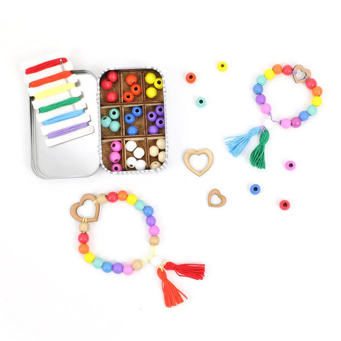 "You and Me" Bracelet Gift Set - Bracelet Making Kit - Wooden Beads - Kids Beading Craft Kit