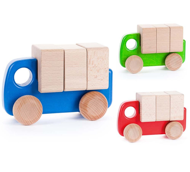 Wooden Car With Blocks, Truck - Bajo